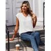 Zeagoo Womens Tops Cap Short Sleeve Textured Blouse V Neck Summer Spring Shirts Business Casual Outfits(A-white)