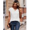Zeagoo Womens Tops Cap Short Sleeve Textured Blouse V Neck Summer Spring Shirts Business Casual Outfits(A-white)