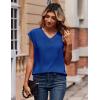 Zeagoo Womens Tops Cap Short Sleeve Textured Blouse V Neck Summer Spring Shirts Business Casual Outfits(Blue)