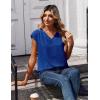 Zeagoo Womens Tops Cap Short Sleeve Textured Blouse V Neck Summer Spring Shirts Business Casual Outfits(Blue)