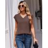 Zeagoo Womens Tops Cap Short Sleeve Textured Blouse V Neck Summer Spring Shirts Business Casual Outfits(Brown)