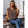 Zeagoo Womens Tops Cap Short Sleeve Textured Blouse V Neck Summer Spring Shirts Business Casual Outfits(Brown)