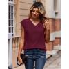 Zeagoo Womens Tops Cap Short Sleeve Textured Blouse V Neck Summer Spring Shirts Business Casual Outfits(Dark Red)