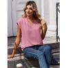 Zeagoo Womens Tops Cap Short Sleeve Textured Blouse V Neck Summer Spring Shirts Business Casual Outfits(Deep Pink)