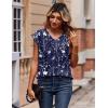 Zeagoo Womens Tops Cap Short Sleeve Textured Blouse V Neck Summer Spring Shirts Business Casual Outfits(Floral Navy)
