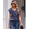 Zeagoo Womens Tops Cap Short Sleeve Textured Blouse V Neck Summer Spring Shirts Business Casual Outfits(Floral Navy)