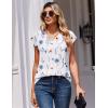 Zeagoo Womens Tops Cap Short Sleeve Textured Blouse V Neck Summer Spring Shirts Business Casual Outfits(Floral White)