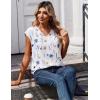 Zeagoo Womens Tops Cap Short Sleeve Textured Blouse V Neck Summer Spring Shirts Business Casual Outfits(Floral White)