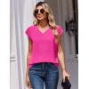 Zeagoo Womens Tops Cap Short Sleeve Textured Blouse V Neck Summer Spring Shirts Business Casual Outfits(Hot Pink)