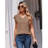 Zeagoo Womens Tops Cap Short Sleeve Textured Blouse V Neck Summer Spring Shirts Business Casual Outfits(Khaki)