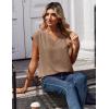 Zeagoo Womens Tops Cap Short Sleeve Textured Blouse V Neck Summer Spring Shirts Business Casual Outfits(Khaki)
