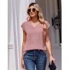 Zeagoo Womens Tops Cap Short Sleeve Textured Blouse V Neck Summer Spring Shirts Business Casual Outfits(Light Pink)