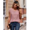 Zeagoo Womens Tops Cap Short Sleeve Textured Blouse V Neck Summer Spring Shirts Business Casual Outfits(Light Pink)