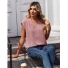 Zeagoo Womens Tops Cap Short Sleeve Textured Blouse V Neck Summer Spring Shirts Business Casual Outfits(Light Pink)