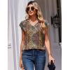Zeagoo Womens Tops Cap Short Sleeve Textured Blouse V Neck Summer Spring Shirts Business Casual Outfits(Multicolor 721)