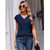 Zeagoo Womens Tops Cap Short Sleeve Textured Blouse V Neck Summer Spring Shirts Business Casual Outfits(Navy)