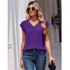 Zeagoo Womens Tops Cap Short Sleeve Textured Blouse V Neck Summer Spring Shirts Business Casual Outfits(Purple)