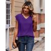 Zeagoo Womens Tops Cap Short Sleeve Textured Blouse V Neck Summer Spring Shirts Business Casual Outfits(Purple)