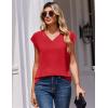 Zeagoo Womens Tops Cap Short Sleeve Textured Blouse V Neck Summer Spring Shirts Business Casual Outfits(Red)