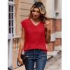 Zeagoo Womens Tops Cap Short Sleeve Textured Blouse V Neck Summer Spring Shirts Business Casual Outfits(Red)