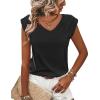 Zeagoo Womens Tops Cute Loose Tank Tops Trendy Casual Dressy Shirts V Neck Cap Sleeve Tops Summer Outfits(Black)