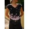 Zeagoo Womens Tops Cute Loose Tank Tops Trendy Casual Dressy Shirts V Neck Cap Sleeve Tops Summer Outfits(Cherry Blossom)