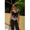 Zeagoo Womens Tops Cute Loose Tank Tops Trendy Casual Dressy Shirts V Neck Cap Sleeve Tops Summer Outfits(Cherry Blossom)