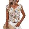 Zeagoo Womens Tops Cute Loose Tank Tops Trendy Casual Dressy Shirts V Neck Cap Sleeve Tops Summer Outfits(Colorful Floral)