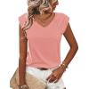 Zeagoo Womens Tops Cute Loose Tank Tops Trendy Casual Dressy Shirts V Neck Cap Sleeve Tops Summer Outfits(Coral Pink)