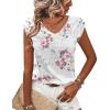 Zeagoo Womens Tops Cute Loose Tank Tops Trendy Casual Dressy Shirts V Neck Cap Sleeve Tops Summer Outfits(Floral Red)