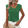 Zeagoo Womens Tops Cute Loose Tank Tops Trendy Casual Dressy Shirts V Neck Cap Sleeve Tops Summer Outfits(Green)