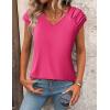 Zeagoo Womens Tops Cute Loose Tank Tops Trendy Casual Dressy Shirts V Neck Cap Sleeve Tops Summer Outfits(Hot Pink)