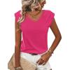 Zeagoo Womens Tops Cute Loose Tank Tops Trendy Casual Dressy Shirts V Neck Cap Sleeve Tops Summer Outfits(Hot Pink)