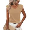 Zeagoo Womens Tops Cute Loose Tank Tops Trendy Casual Dressy Shirts V Neck Cap Sleeve Tops Summer Outfits(Khaki)