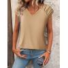 Zeagoo Womens Tops Cute Loose Tank Tops Trendy Casual Dressy Shirts V Neck Cap Sleeve Tops Summer Outfits(Khaki)