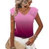 Zeagoo Womens Tops Cute Loose Tank Tops Trendy Casual Dressy Shirts V Neck Cap Sleeve Tops Summer Outfits(Ombre Pink)