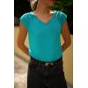 Zeagoo Womens Tops Cute Loose Tank Tops Trendy Casual Dressy Shirts V Neck Cap Sleeve Tops Summer Outfits(Peacock Blue)