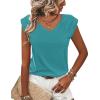 Zeagoo Womens Tops Cute Loose Tank Tops Trendy Casual Dressy Shirts V Neck Cap Sleeve Tops Summer Outfits(Peacock Blue)