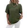Women 2026 Sweater Vest Mock Neck Batwing Short Sleeve Oversized Ribbed Knit Tops Fall Pullover Sweater S-XXL(Army Green)