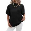 Women 2026 Sweater Vest Mock Neck Batwing Short Sleeve Oversized Ribbed Knit Tops Fall Pullover Sweater S-XXL(Black)