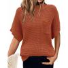 Women 2026 Sweater Vest Mock Neck Batwing Short Sleeve Oversized Ribbed Knit Tops Fall Pullover Sweater S-XXL(Caramel)