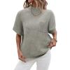 Women 2026 Sweater Vest Mock Neck Batwing Short Sleeve Oversized Ribbed Knit Tops Fall Pullover Sweater S-XXL(Gray)