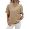 Women 2026 Sweater Vest Mock Neck Batwing Short Sleeve Oversized Ribbed Knit Tops Fall Pullover Sweater S-XXL(Khaki)