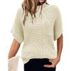 Women 2026 Sweater Vest Mock Neck Batwing Short Sleeve Oversized Ribbed Knit Tops Fall Pullover Sweater S-XXL(White)