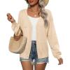 Zeagoo 2025 Womens Cardigan Casual Long Sleeve Lightweight Crochet Shrug V Neck Tops Button Down Soft Knit Sweater(Beige)