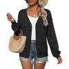 Zeagoo 2025 Womens Cardigan Casual Long Sleeve Lightweight Crochet Shrug V Neck Tops Button Down Soft Knit Sweater(Black)