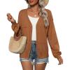 Zeagoo 2025 Womens Cardigan Casual Long Sleeve Lightweight Crochet Shrug V Neck Tops Button Down Soft Knit Sweater(Brown)