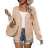 Zeagoo 2025 Womens Cardigan Casual Long Sleeve Lightweight Crochet Shrug V Neck Tops Button Down Soft Knit Sweater(Khaki)