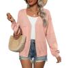 Zeagoo 2025 Womens Cardigan Casual Long Sleeve Lightweight Crochet Shrug V Neck Tops Button Down Soft Knit Sweater(Pink)