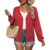 Zeagoo 2025 Womens Cardigan Casual Long Sleeve Lightweight Crochet Shrug V Neck Tops Button Down Soft Knit Sweater(Red)